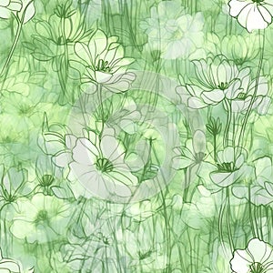 Generative AI Abstract green floral camouflage-