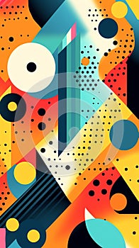 Generative AI Abstract Memphis Geometric Shapes-