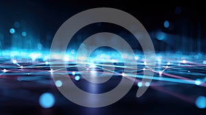 Generative AI Abstract Network Connection Background with Glowing Nodes and Lines for Technology and Innovation Co