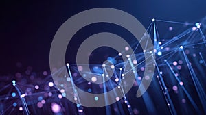 Generative AI Abstract Network Connection Background with Glowing Nodes and Lines for Technology and Science Conce