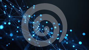Generative AI Abstract Network Connection Background with Glowing Nodes and Lines for Technology and Science Conce