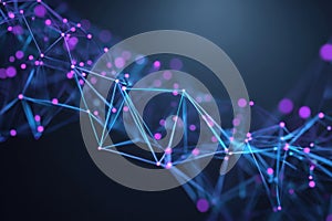 Generative AI Abstract Network Connection Structure with Glowing Nodes and Lines Representing Technology and Data