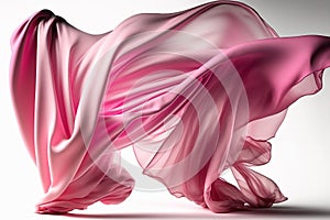 Generative ai abstract piece of pink fabric flying, design element