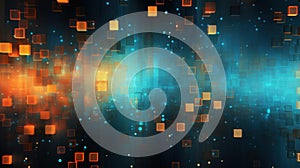 Abstract background of cyber big data flow, blockchain data fields. Digital technology and analytics presentation