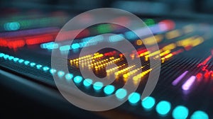 Generative AI Abstract Technology Circuit Board with Glowing LED Lights Data Transmission and Processing Concept b