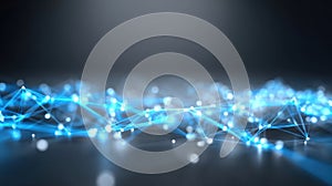 Generative AI Abstract Technology Network Visualization with Glowing Blue Connections on a Dark Background Perfect