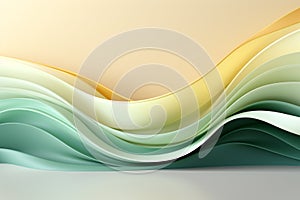 Generative Ai. Abstract water color background with lines and waves. Modern pale blue, green wavy lines for