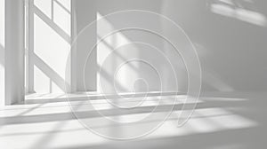 Generative AI Abstract white studio background for product presentation Empty room with shadows of window Display