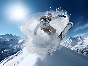 Generative AI. Adrenaline-packed snowboarding action and impressive jumps