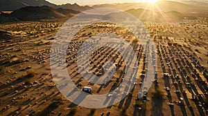 Generative AI Aerial view of DavisMonthan boneyard in desert landscape Arizona USA business concept.