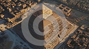 Generative AI Aerial view of The Great Pyramid of Giza Largest of Egyptian pyramids in a complex Egypt business co