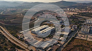 Generative AI Aerial view of a postal center Castellon de la Plana Spain business concept. photo