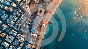 Generative AI Aerial view of TelAviv coastline Israel business concept.