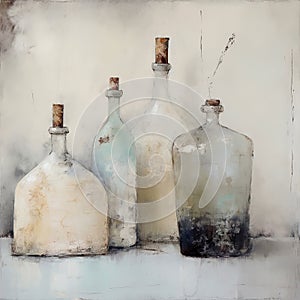 Generative AI: antasy botlle with flowers in a on a gradient background