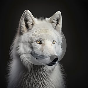 Generative AI. Arctic wolf (Canis lupus arctos), also known as the white wolf or polar wolf