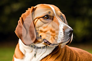 Portrait of a beautiful dog standing in the park. Generative AI photo