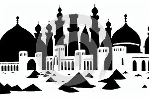 Al Hillah, Ar Riy??, Saudi Arabia. Black & White City Logo. Generative AI. photo