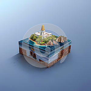 Castries, Castries, Saint Lucia Microcity Model. Generative AI. photo