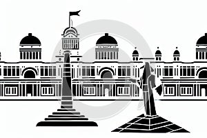 Ciudad Nezahualcoyotl, MÃ©xico, Mexico. Black & White City Logo. Generative AI. photo