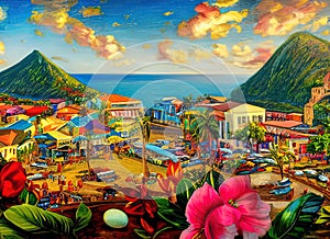 Easter Holiday Scene in Castries,Castries,Saint Lucia. photo