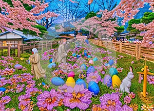 Easter Holiday Scene in Hino,T?ky?,Japan. photo