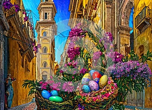 Easter Holiday Scene in Palermo,Sicilia,Italy. photo