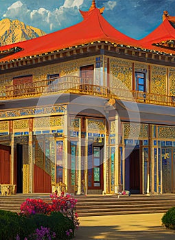 Fictional Mansion in Karamay, Xinjiang, China. photo