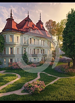 Fictional Mansion in Radom, Mazowieckie, Poland. photo