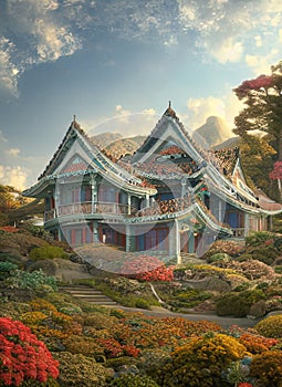 Fictional Mansion in Yeosu, Jeonnam, South Korea. photo