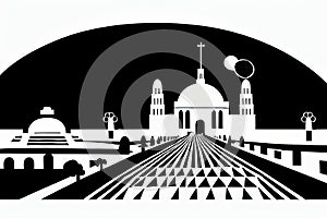 Ixtapaluca, MÃ©xico, Mexico. Black & White City Logo. Generative AI. photo