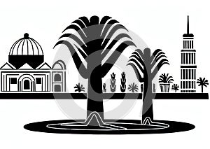 Mexicali, Baja California, Mexico. Black & White City Logo. Generative AI. photo
