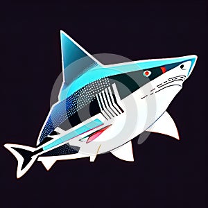 Sixgill shark Animal Style Print Design Logo. Generative AI. photo