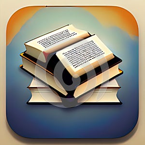 Books & Reference Software App Style Icon. Generative AI.
