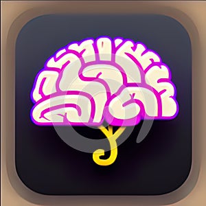 Brain Training Software App Style Icon. Generative AI.