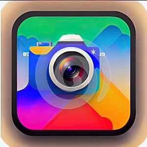 Camera Software App Style Icon. Generative AI.