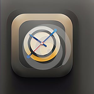 Clock, Alarm & Timer Software App Style Icon. Generative AI.