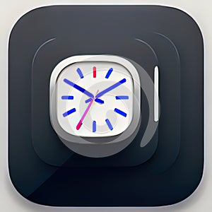 Clock, Alarm & Timer Software App Style Icon. Generative AI.