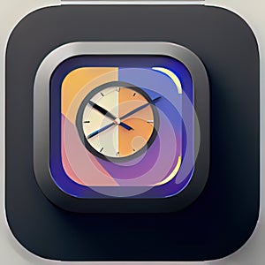 Clock, Alarm & Timer Software App Style Icon. Generative AI.