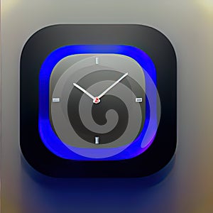 Clock, Alarm & Timer Software App Style Icon. Generative AI.