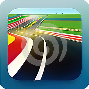 Kart Racing Software App Style Icon. Generative AI.