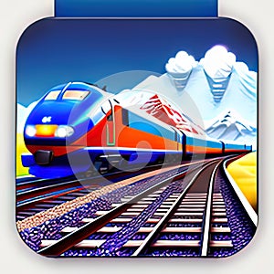 Train Simulator Software App Style Icon. Generative AI.