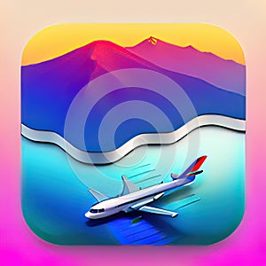 Travel Guide Software App Style Icon. Generative AI.