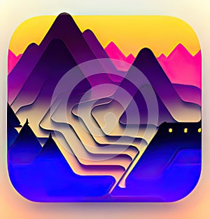 Travel & Local Software App Style Icon. Generative AI.