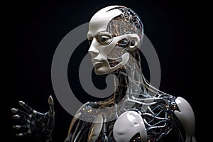 Generative AI. Artificial intelligence AI analysis big data in smart office concept , robot AI and algorithms replacing human