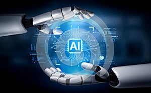 A generative AI displaying its own core processor and system analytics interface. Fermion