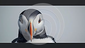 Generative AI Atlantic puffin Fratercula arctica from Norway portrait with negative space nesting business concept