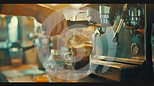 Generative AI Barista making coffee with coffee Pouring coffee drink Cappuccino maker Morning drinks Latte prepara