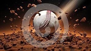 Generative AI, baseball ball in dry sand explosion, Pitchers Mound