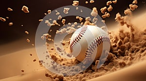 Generative AI, baseball ball in dry sand explosion, Pitchers Mound