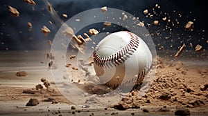 Generative AI, baseball ball in dry sand explosion, Pitchers Mound